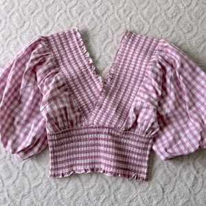 (NWOT) Abercrombie & Fitch, checkered purple white top, US S